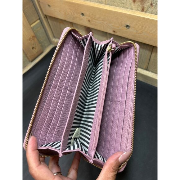 KATE SPADE Pebbled Leather Zip Around Wallet In Lilac Purple With Tassel Gold Ha - Picture 8 of 10